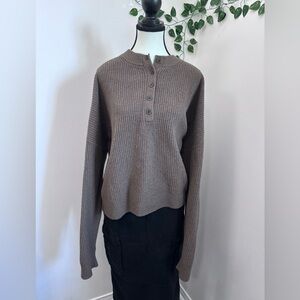 GAP Taupe Crew Neck Plus Size XXL Knit Sweater Long Sleeve Brown Oversized Cozy
